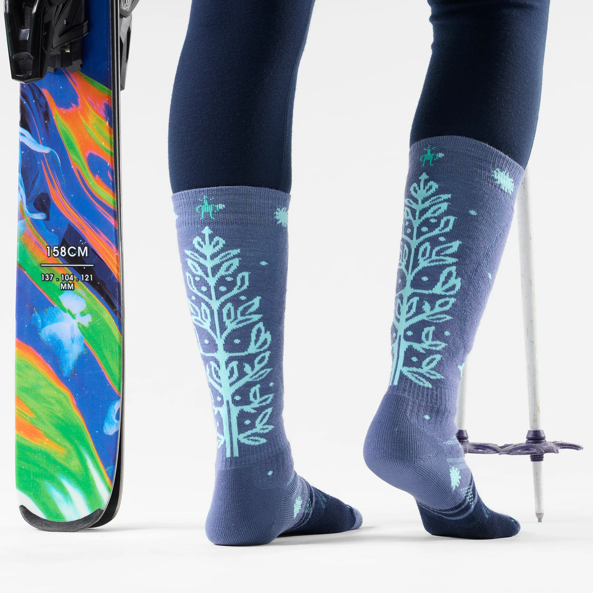 Women's Ski Ice Blossom Over the Calf Socks