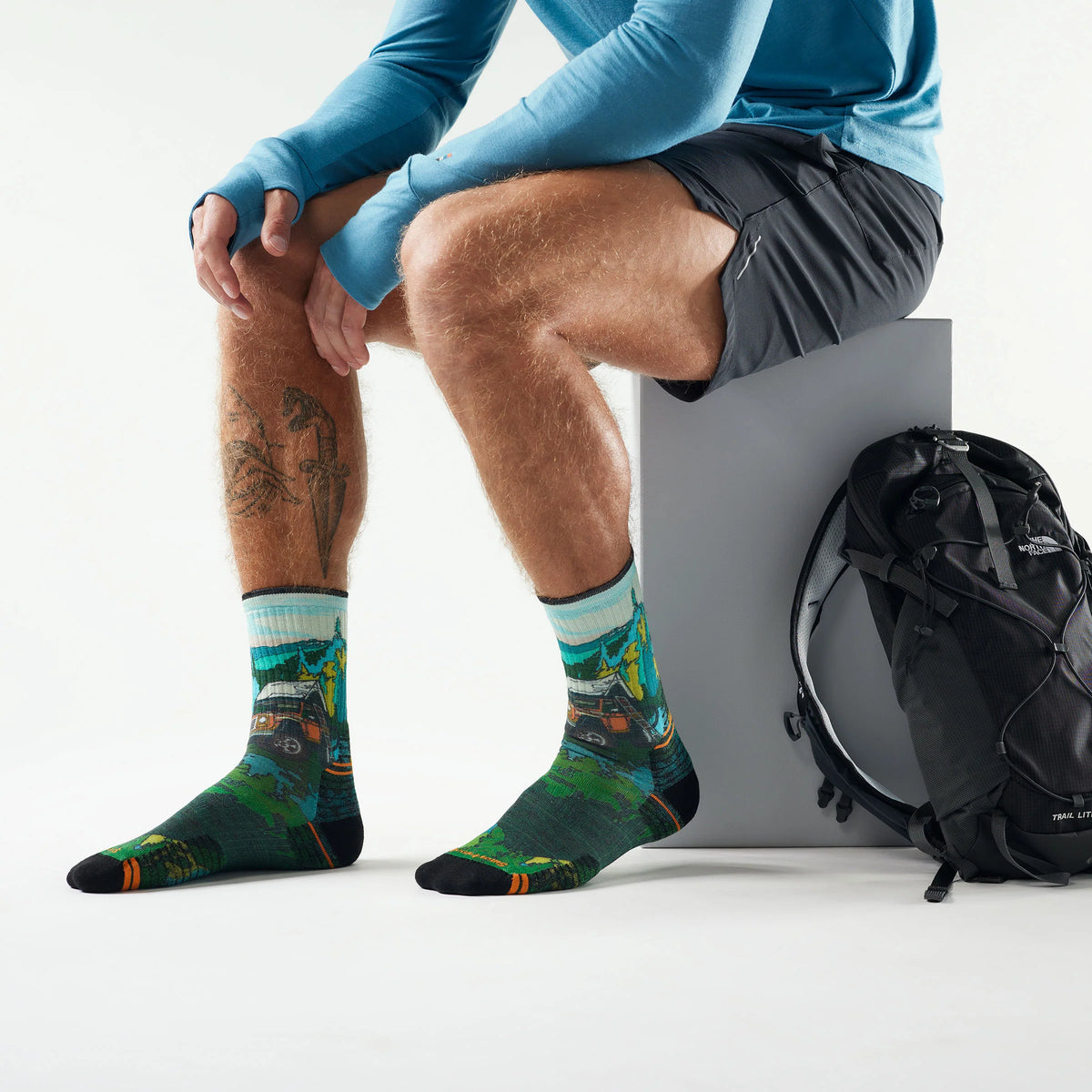 Hike Trail Trekker Print Crew Socks