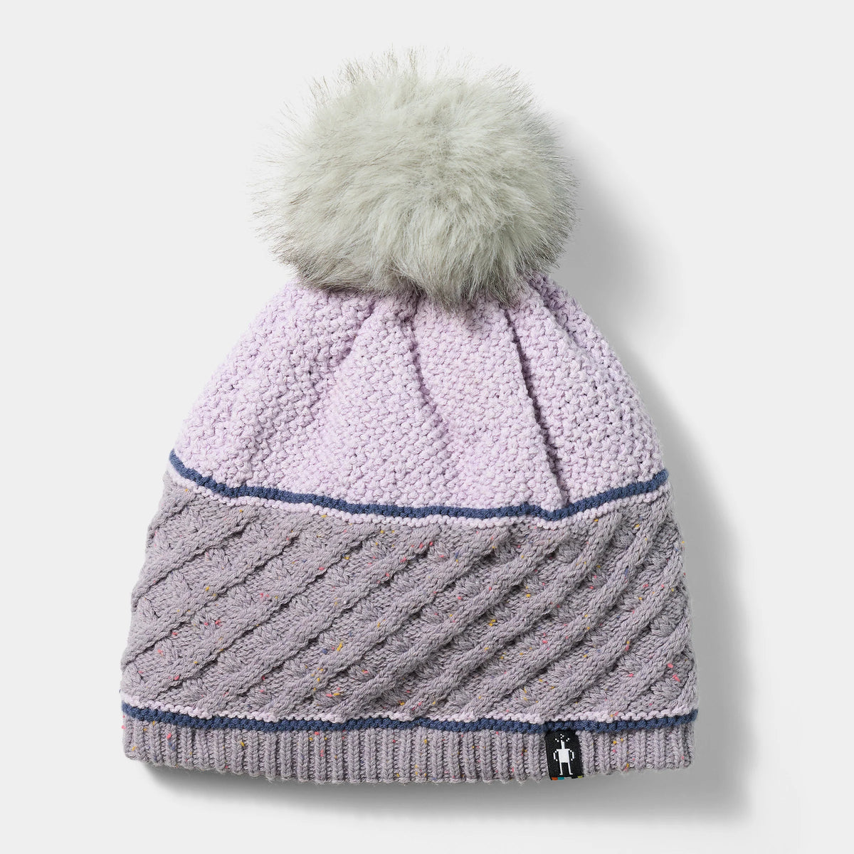 Cable Knit Colorblock Pom Beanie